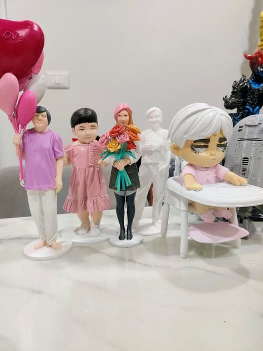 Finished character lineup for display