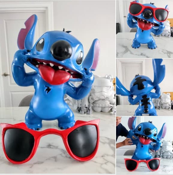 Stitch collectible showcase with multiple angles